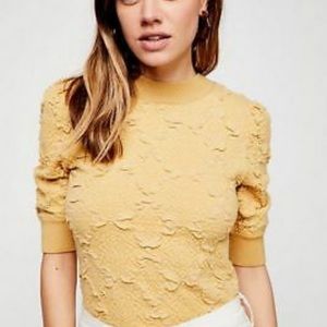 Free People NWT Size Small Gorgeous Textured Top NEW Sun Yellow